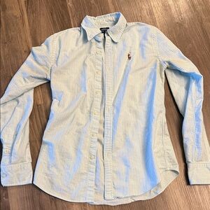 Ralph Lauren Men's Light Blue Striped Button Down Shirt